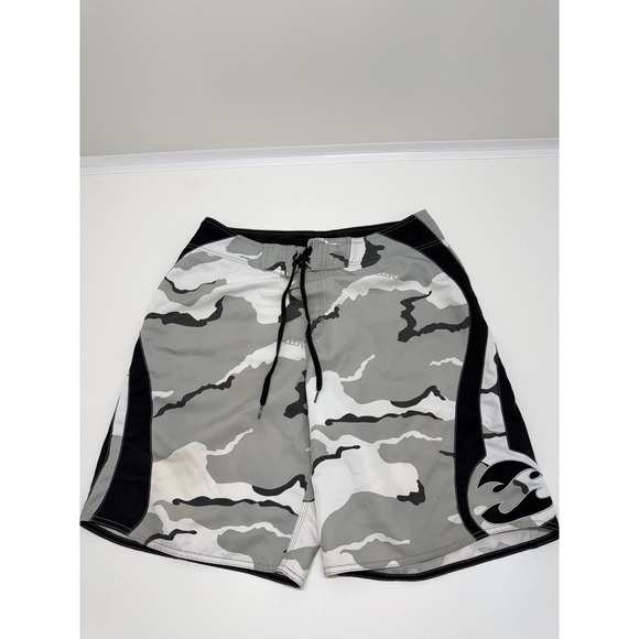 Billabong Other - Vintage Billabong Y2K Camo Board Shorts Size 36 Gray White Black Surf Swim Trunk